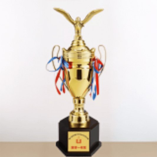 Engravable Metal Trophy | Creative Commemorative Award in Three Colors & Selectable Sizes – TR-1530 - party X party