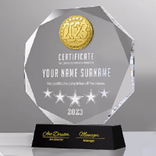 Crystal trophy, commemorative trophy, customizable color, changeable crystal base, engraving – TR-385 - party X party