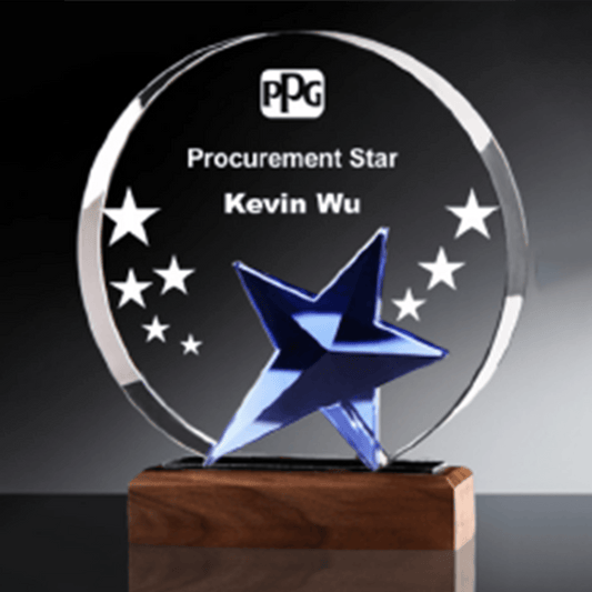 Crystal trophy metal star trophy changeable crystal base – TR-420 - party X party