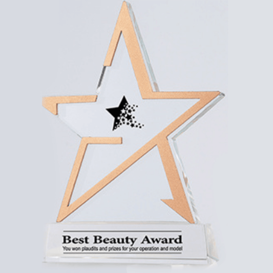 Crystal trophy, star trophy, commemorative trophy, fixed size, customizable color, engraving – TR-465 - party X party