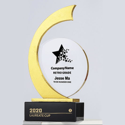 Crystal trophy fixed size available in gold, silver and copper colors, can be engraved – TR-470 - party X party