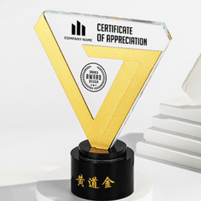 Crystal trophy, triangular trophy, fixed size, customizable color, engraving – TR-475 - party X party