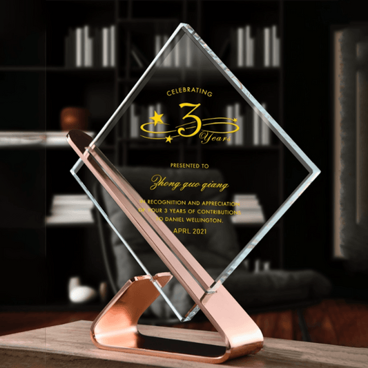 Crystal trophy commemorative trophy fixed size customizable metal color engraving – TR-485 - party X party