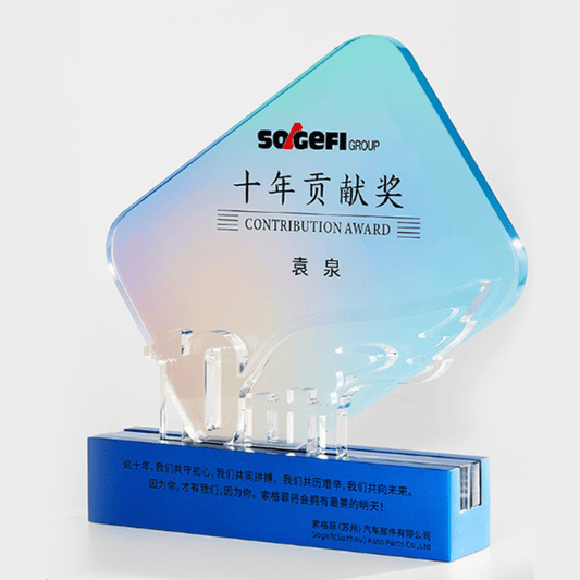 Crystal trophy, fixed size, customizable color, engraving – TR-500 - party X party