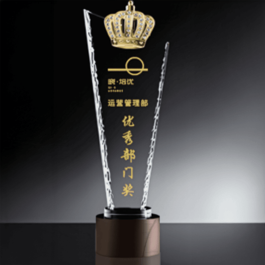 Crystal trophy walnut base Competition trophy souvenir-TR100 - party X party
