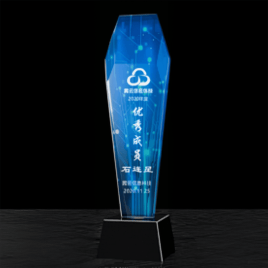 Hexagonal crystal trophy, award for outstanding employees, color changeable, commemorative trophy-TR115 - party X party