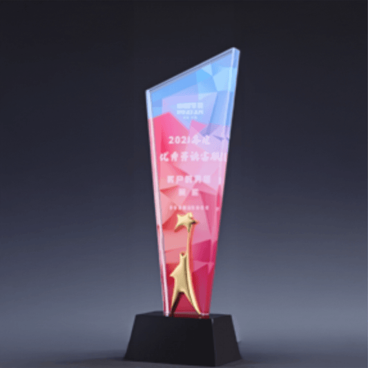 Metal five-pointed star crystal trophy, annual meeting outstanding employee trophy, changeable style, color trophy-TR125 - party X party