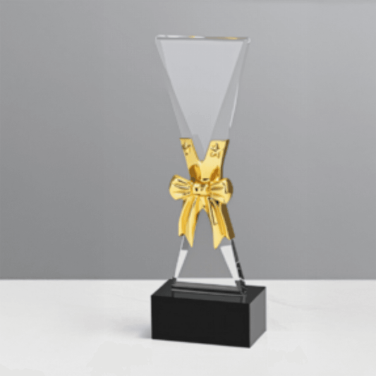 Crystal Trophy Metal Bow Tie Transparent Crystal Trophy-TR150 - party X party