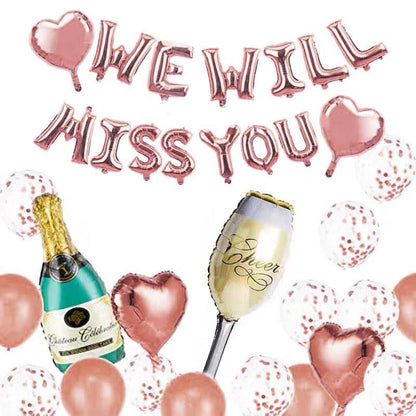 WE WILL MISS YOU RetirementGraduationFarewell Party Decoration Balloon Set (Rose Gold)--S142 - party X party