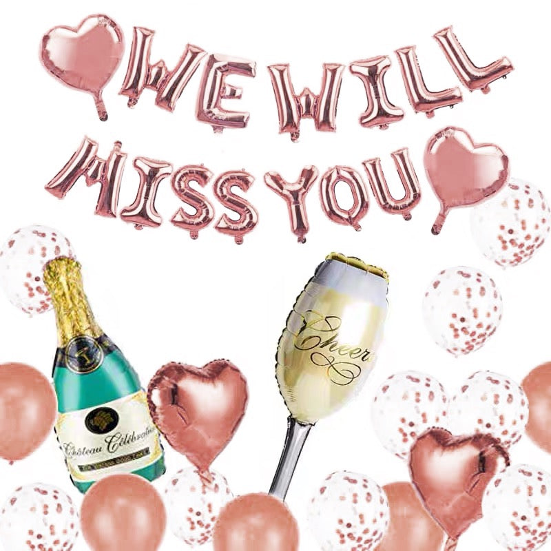 WE WILL MISS YOU Retirement/Graduation/Farewell Party Balloon Set (Rose Gold)--S142
