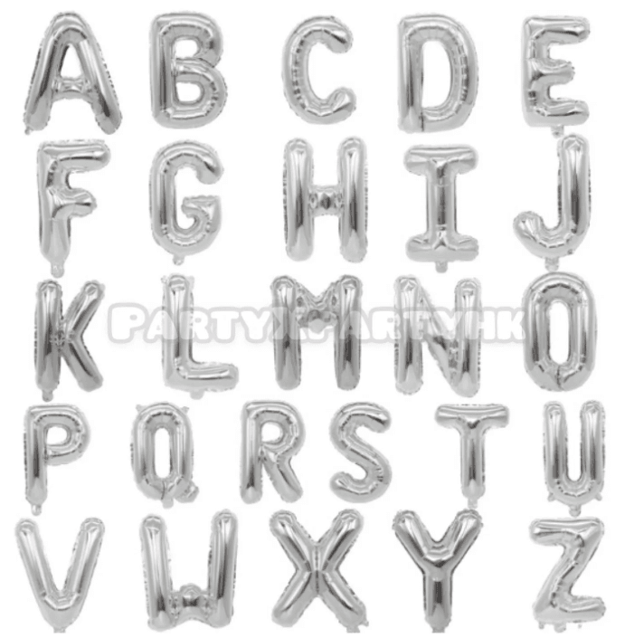 16″ Silver Letter Balloons – B009 - party X party