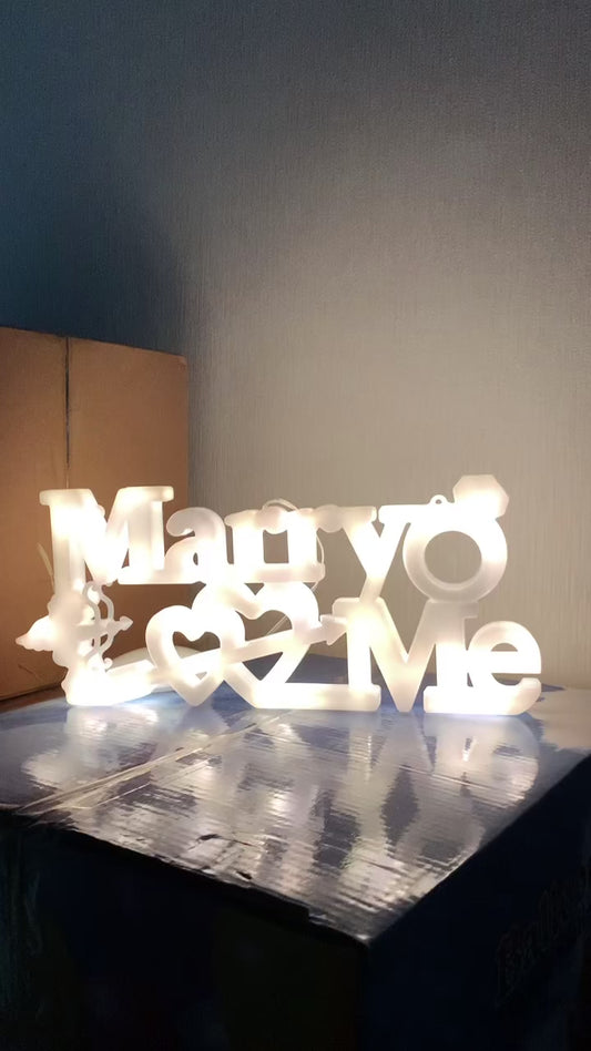 MARRY ME-Flashing LED Sign – Romantic Proposal & Valentine’s Day Decor--LED02