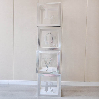 Transparent Balloon Box Set – Silver – BABY/LOVE Letter Options – Two Styles - party X party