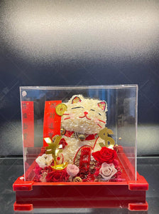 💕Style doll immortal flower🌹Lucky cat gift decoration for opening shop--F17