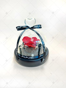 💕心形玻璃禮盒永生花擺設🌹紀念日 生日 求婚裝飾禮物--F06(四色)