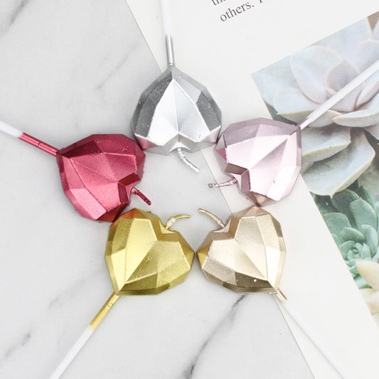 Heart-Shaped Candle – 3-Color Assortment for Parties & Cakes--A024