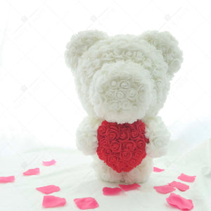 💕Rose bears(站立款) 🧸紀念日 生日 求婚裝飾禮物擺設(40CM)**送木牌雕刻心意卡**