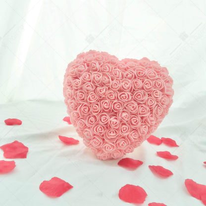 25CM Pale Pink Rose Heart + Engraved Wooden Card – BE17