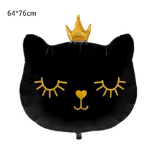 將圖片載入圖庫檢視器 派對氣球 卡通皇冠黑色貓貓氣球佈置 氣球組合--S102
