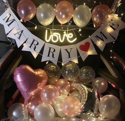 Pink proposal balloon party flag one-piece LOVE shape neon light trunk decoration – --C008 - party X party