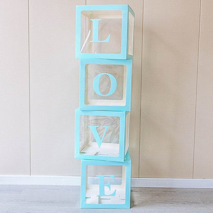 Transparent Balloon Box Set – Light Blue – BABY/LOVE Letter Options – Two Styles - party X party