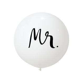 36吋圓球印花橡膠氣球 MR MRS(白)  求婚派對佈置裝飾-- B102