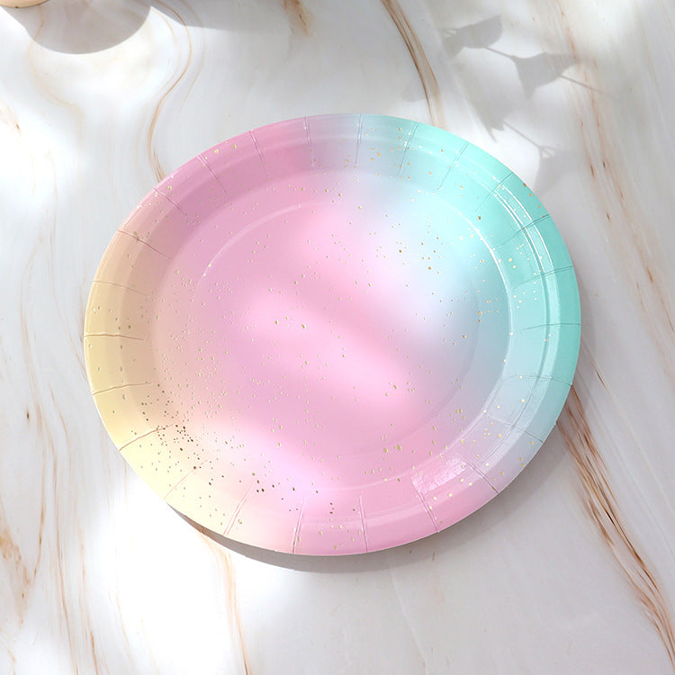 🌈✨Colorful disposable party tableware🦄🦄--A016