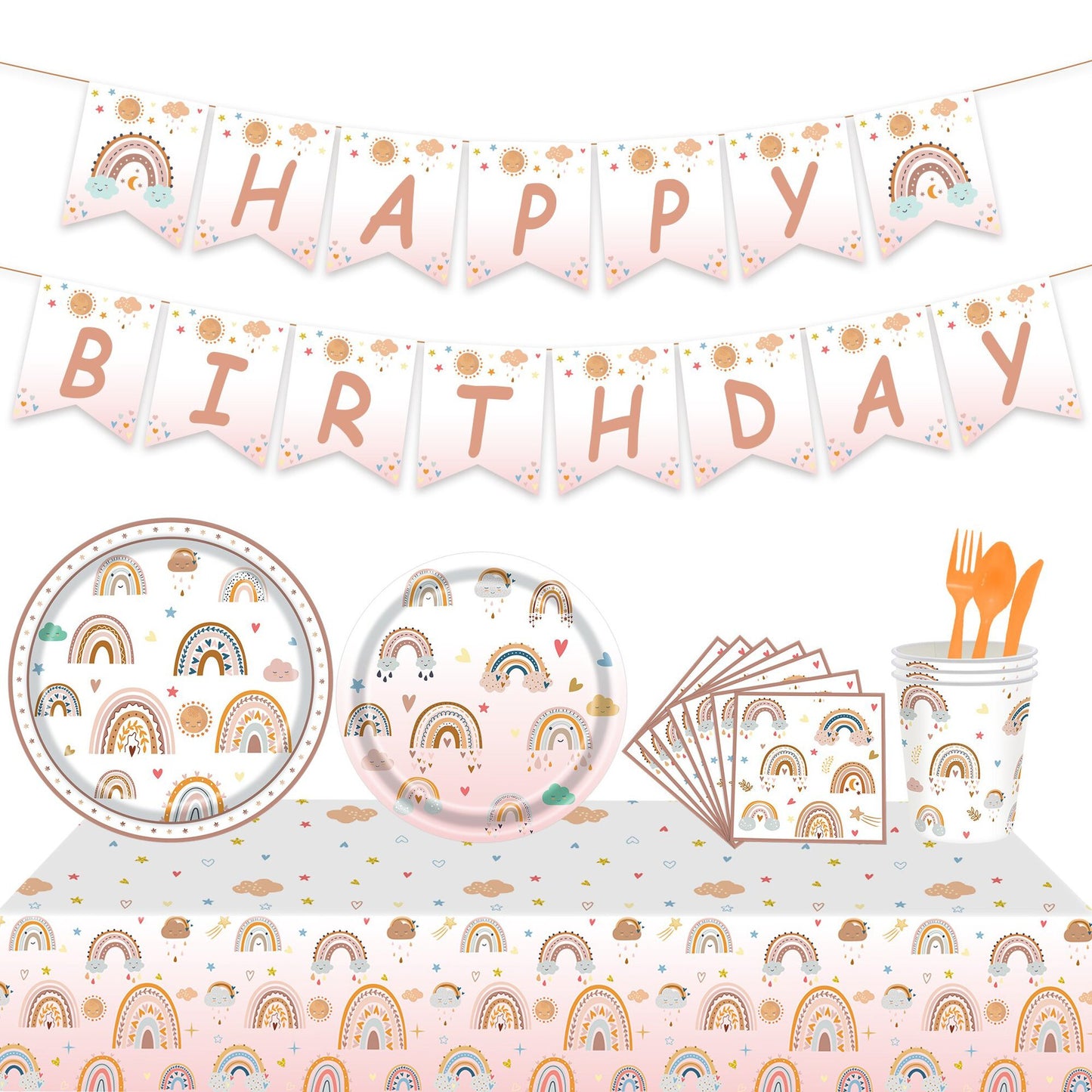 (北角門市限定) 🎊波希米亞風格 生日派對餐具套裝(10人)（燒烤餐具， BBQ餐具）--A030🌅