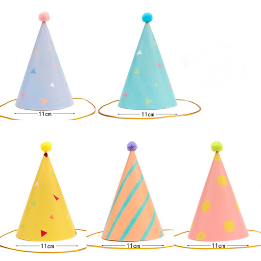 HAPPY BIRTHDAY Plush Ball Birthday Hats – Graphic Series, Set of 10 – A040