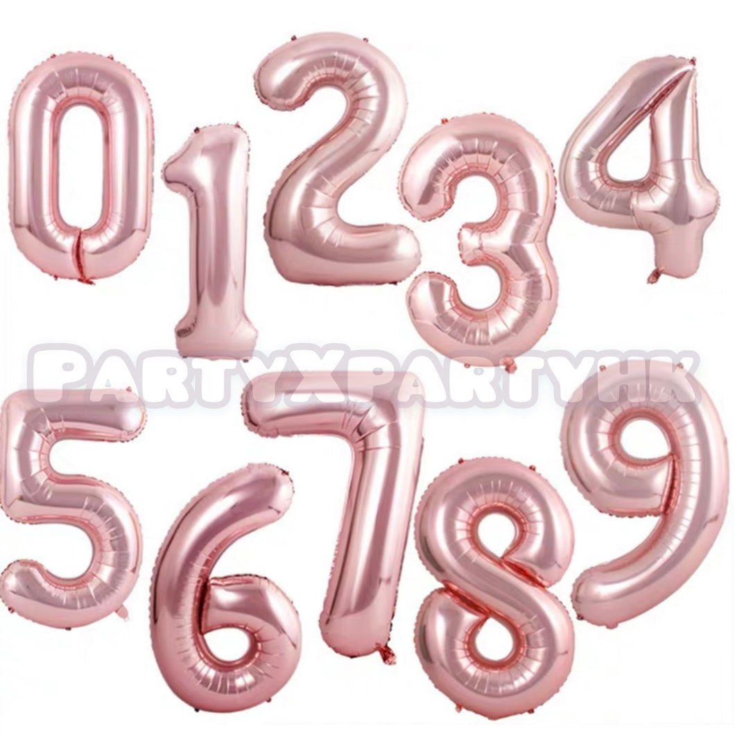 32吋數字氣球(玫瑰金) 生日氣球派對佈置裝飾  B008-R