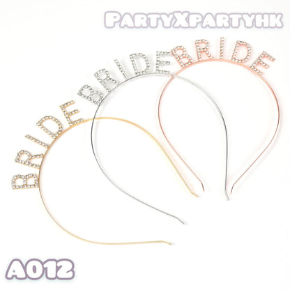 BRIDE Headband – BRIDE TO BE Pre-Wedding Party Accessory – A012