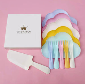 ✨Macaron color disposable party mini tableware set (for 5 people)✨