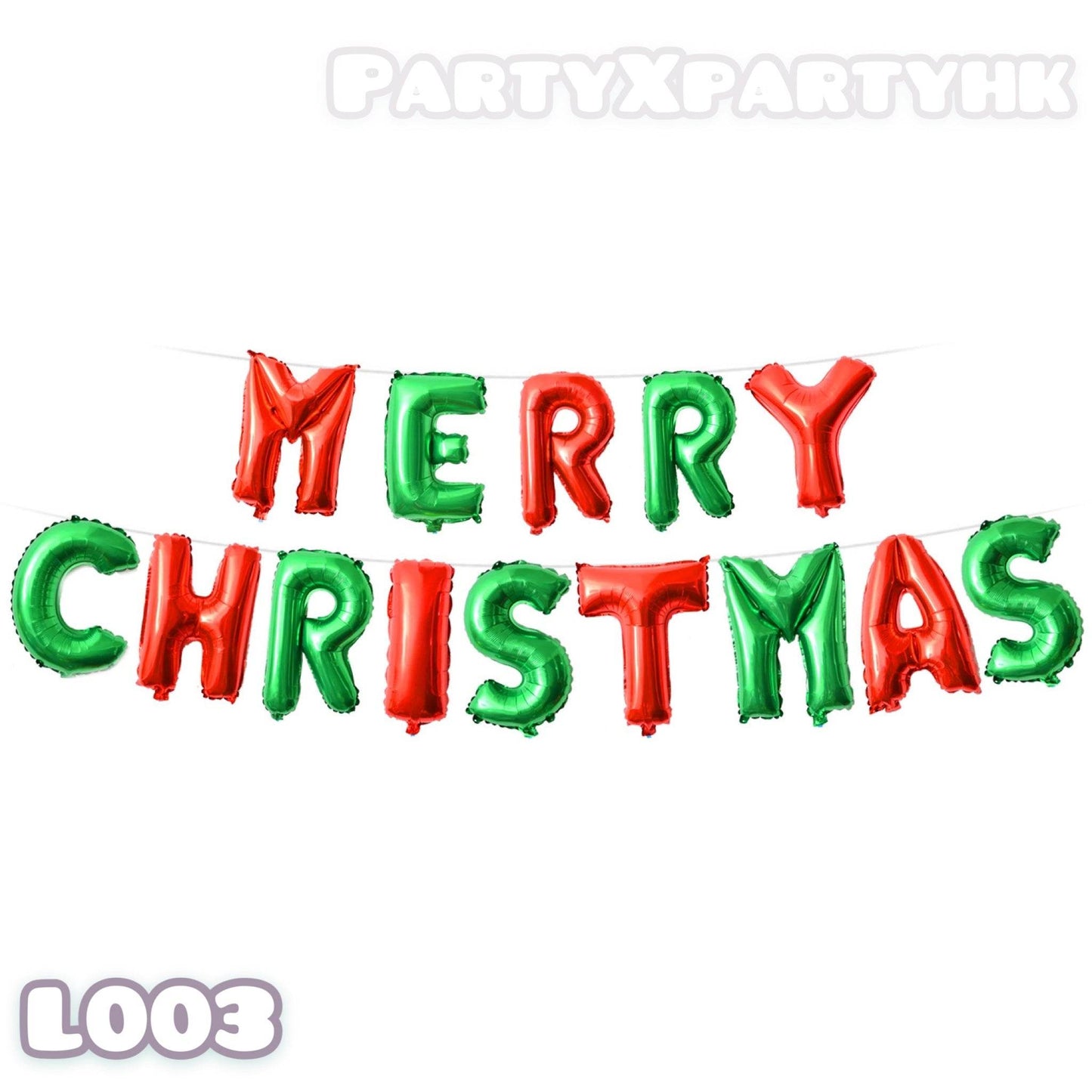 Limited Edition 16-Inch “MERRY CHRISTMAS” Letter Balloons – Red & Green Christmas Decoration – L003 - party X party