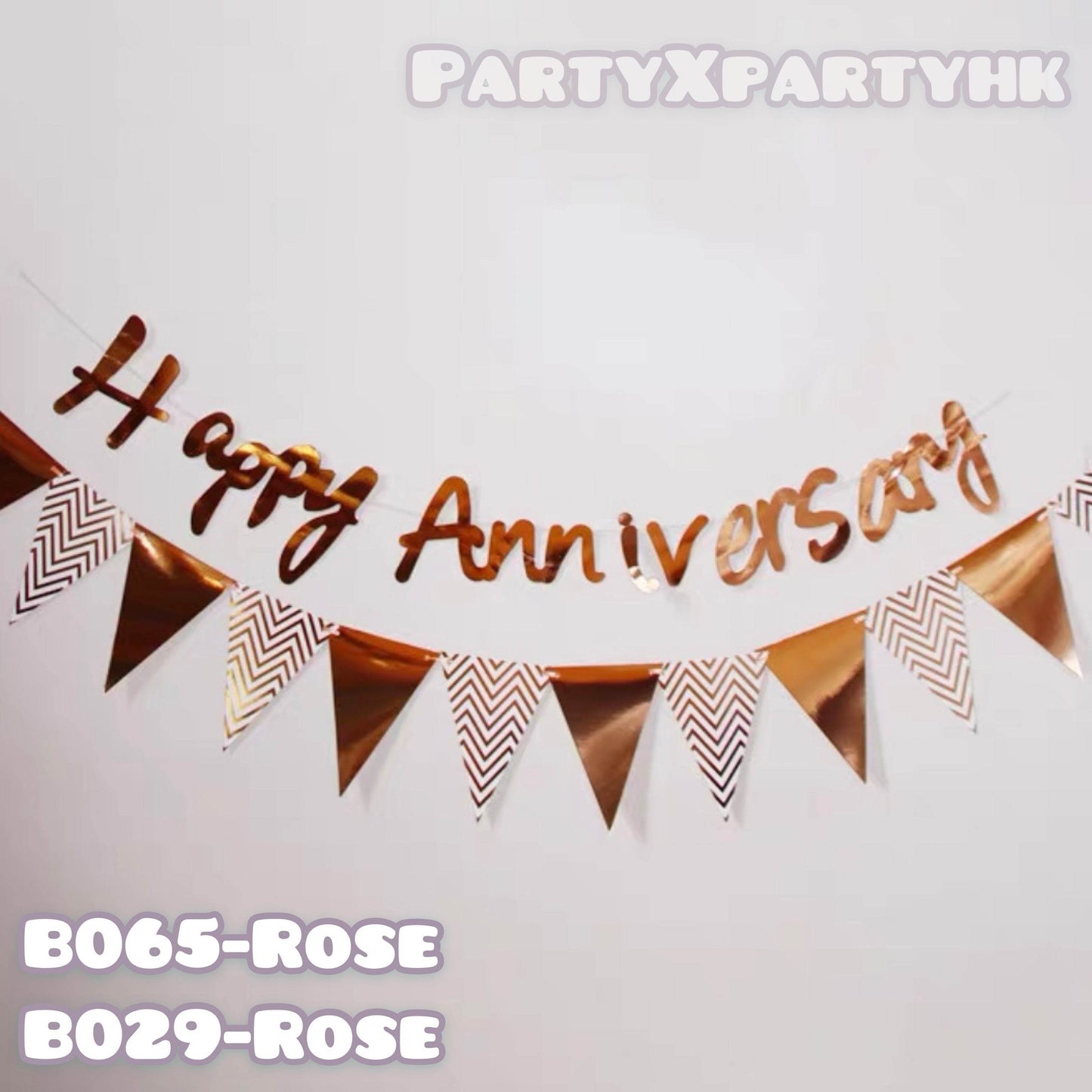 HAPPY ANNIVERSARY letters triangle flag set Anniversary decoration B065 B029 (R) - party X party