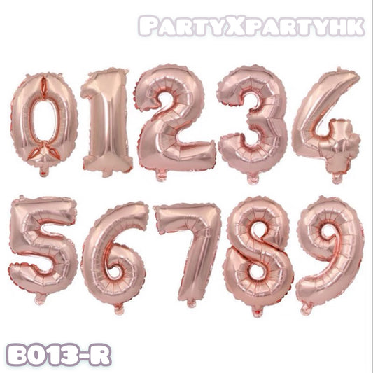 16吋數字氣球(玫瑰金) 生日氣球派對佈置裝飾  B013-R
