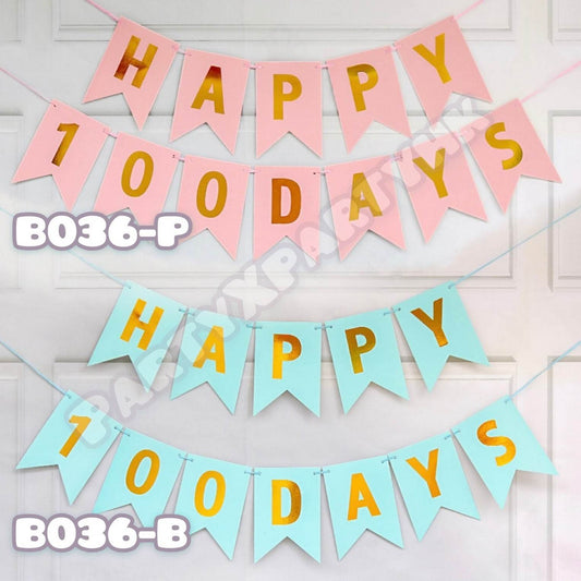 HAPPY 100DAYS Fishtail Flag Party – B036 - party X party