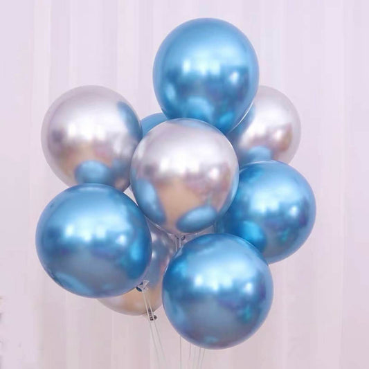 Metal Balloon Birthday Balloon Decoration Metallic Silver and Blue Combination – B005