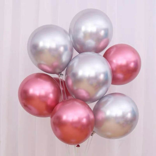 Metal Balloon Birthday Balloon Decoration Metallic Red and Silver Combination – B005