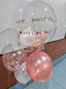 🎈日本水晶氣球+橡膠氣球束套裝 訂制印字(三個尺寸)（OS214857）