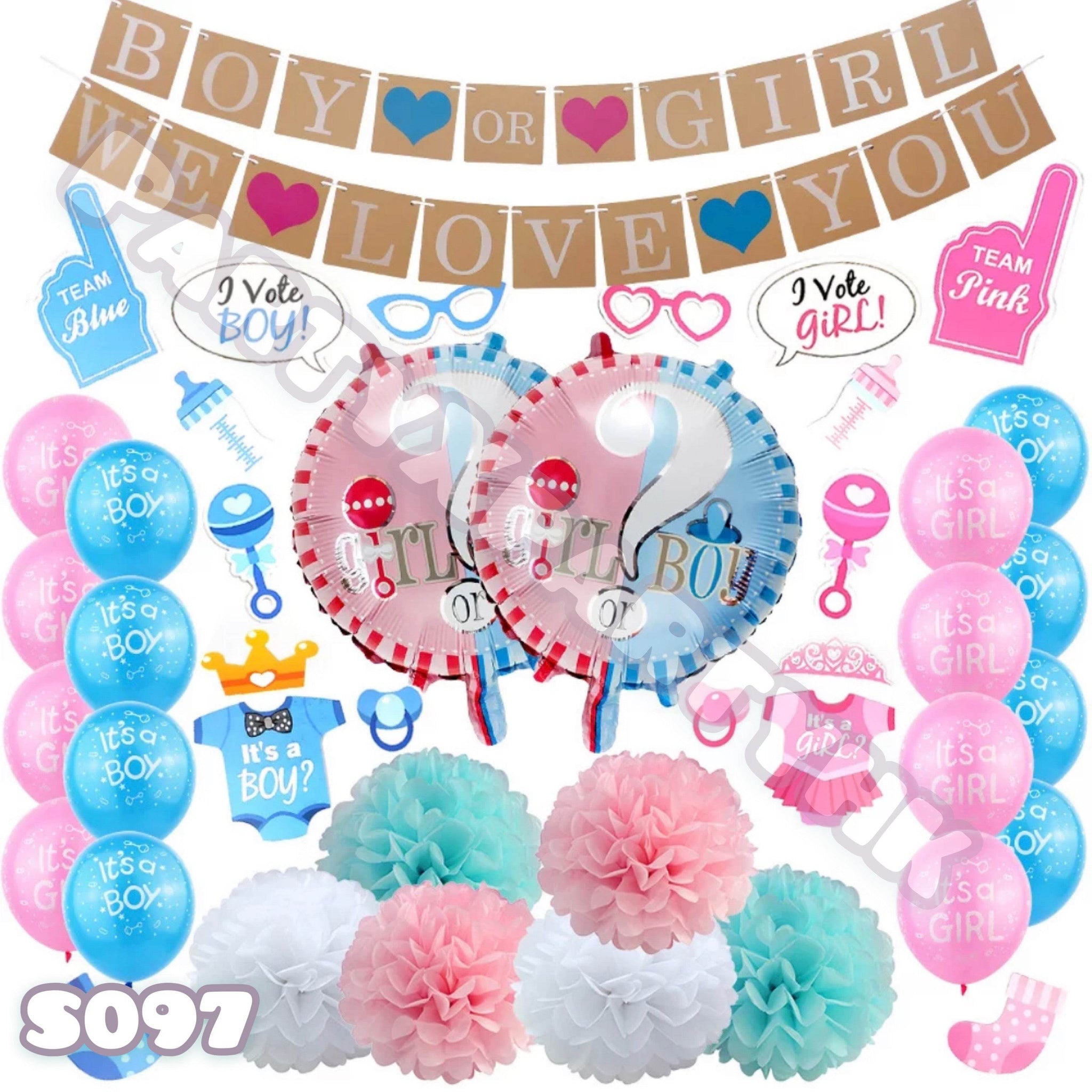 Kit Adesivi Gender Reveal Party - 36 Pezzi Con Poster E Adesivi Boy/Girl Per Feste - Foto 1
