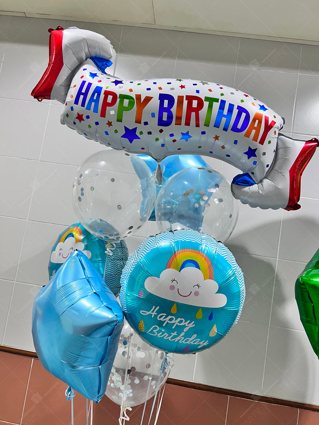 💖S110 生日BANNER淺藍色氣球束(工作室/門市自取/代 call van送貨(運費到付)