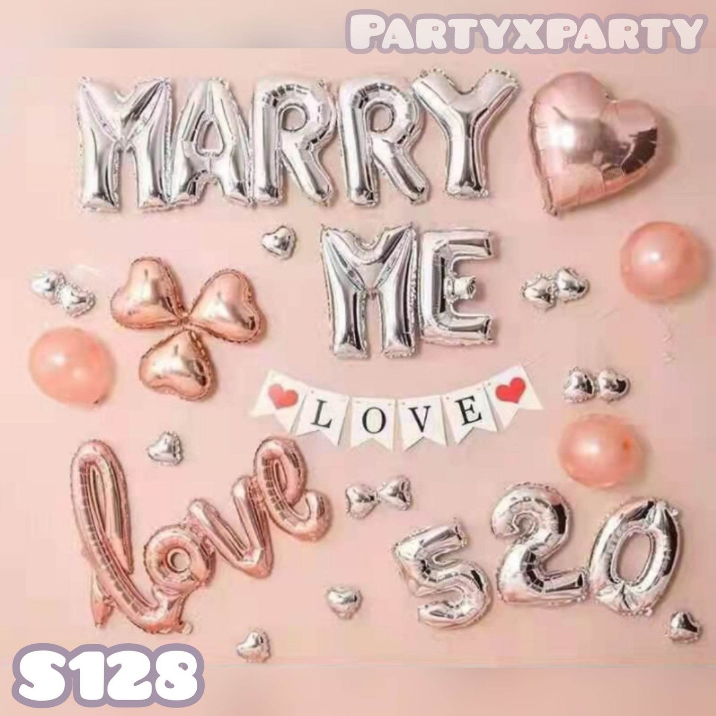Rose gold marriage proposal balloon with flag design marriage proposal decoration set – --S128