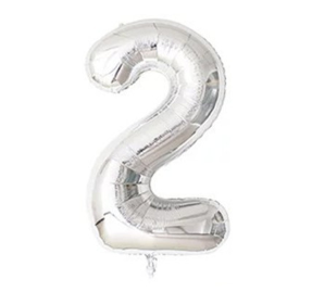 Set of silver number balloons--B008FS (internal use)