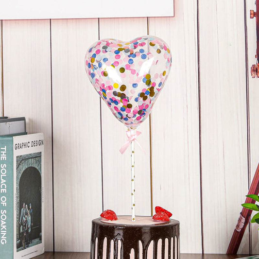 5″ Sequin Heart-Shaped Balloon with Hand-Carry Stick – B111 - party X party