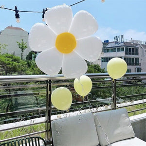 鋁膜氣球 白色小雛菊造型氣球 生日派對佈置 野餐 裝飾--B100
