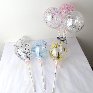5-inch sequined round small balloon + hand stick set--B112