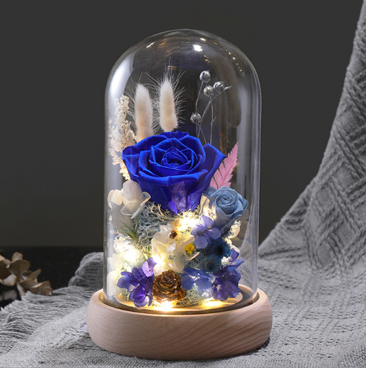 💕永生花🌹紀念日 生日 求婚裝飾禮物擺設(藍玫瑰)---F03-BE