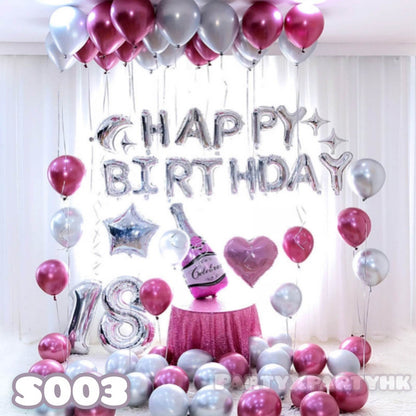 Metallic Balloon Party Decoration Set – Red & Silver Celebration Decor--S003 - party X party