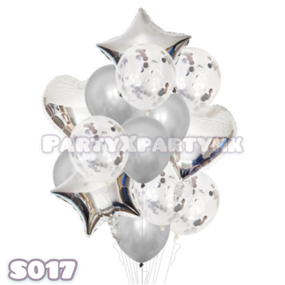 Party Sequin Balloon Star Heart Balloon Decoration Set (Silver) - – S017 - party X party