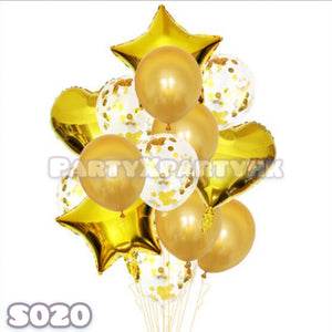 派對氣球 星星心心 鋁膜氣球佈置套裝 - (金色系列) S020